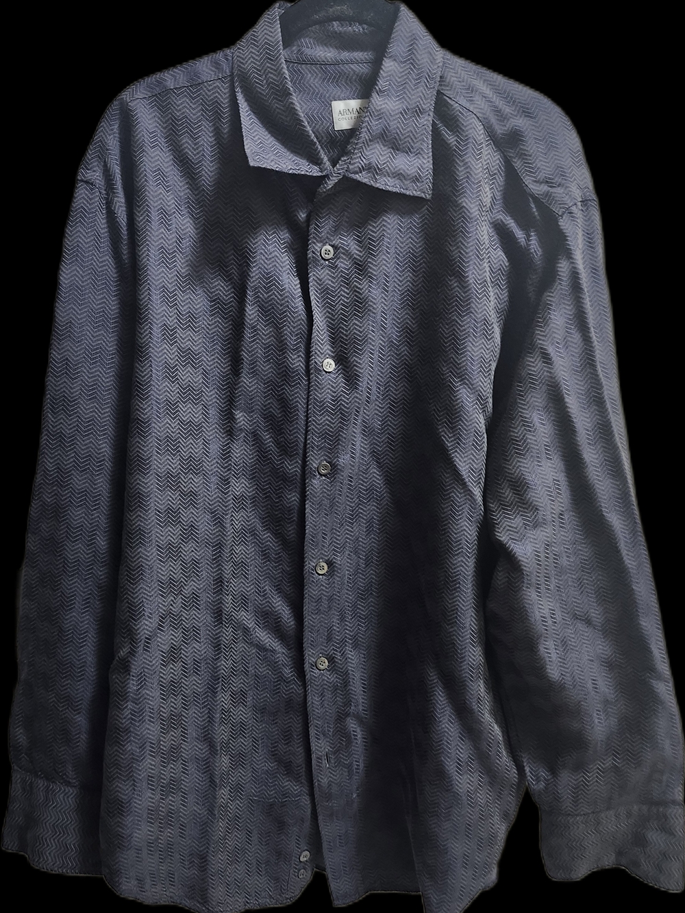 Armani Collezioni Navy Chevron Button-Up Shirt